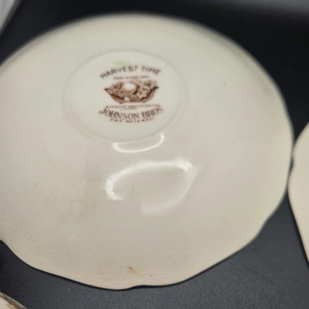 Vintage Johnson Bros Harvest Time England 2 Cup & Saucer Sets Fruit Crazing
